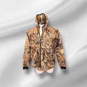 Rivers West H2P Mens Sz M Mossy Oak Camo Waterproof Fleece Zip Hunting Jacket